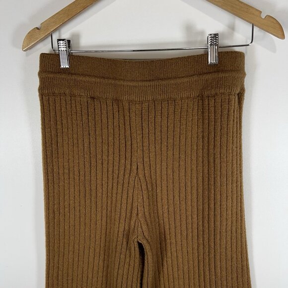Zara Chunky Knit Ribbed Pants Drawstring Brown Women’s Size Medium Boho Comfy - Picture 6 of 7